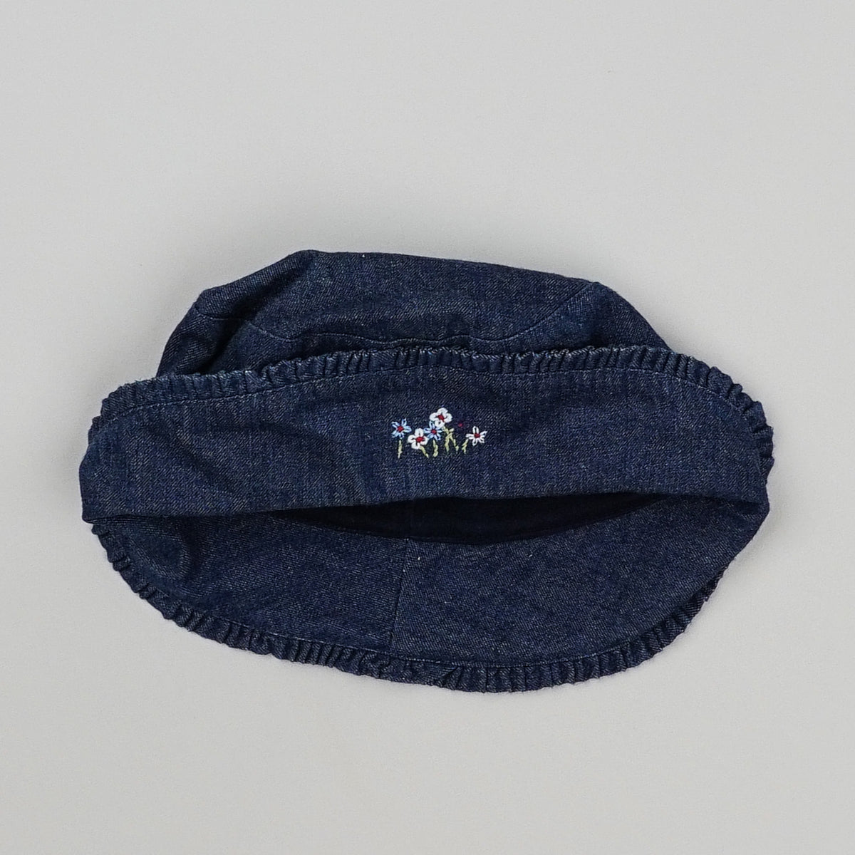 Vintage Denim Bucket Hat with Embroidery