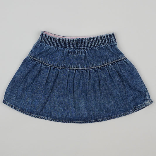 Vintage Denim Skirt with Embroidery