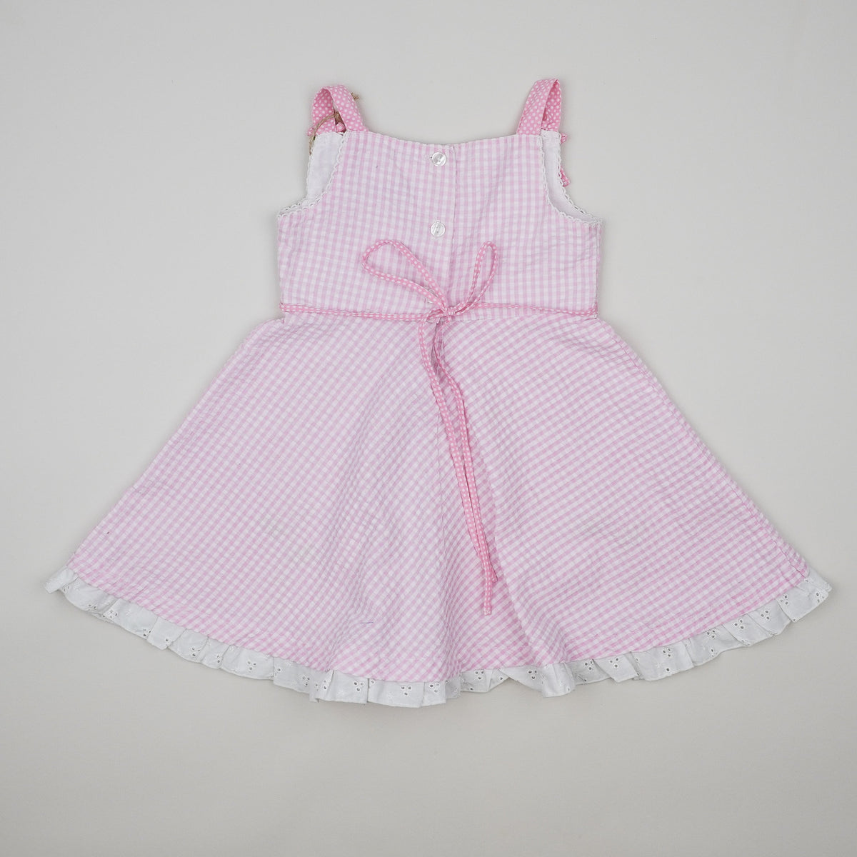 Vintage Checkered Dress with Embroidery