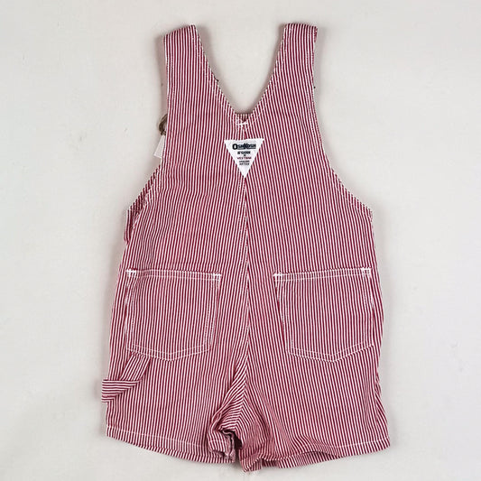 Red Vintage OshKosh Hickory Stripe Shortalls