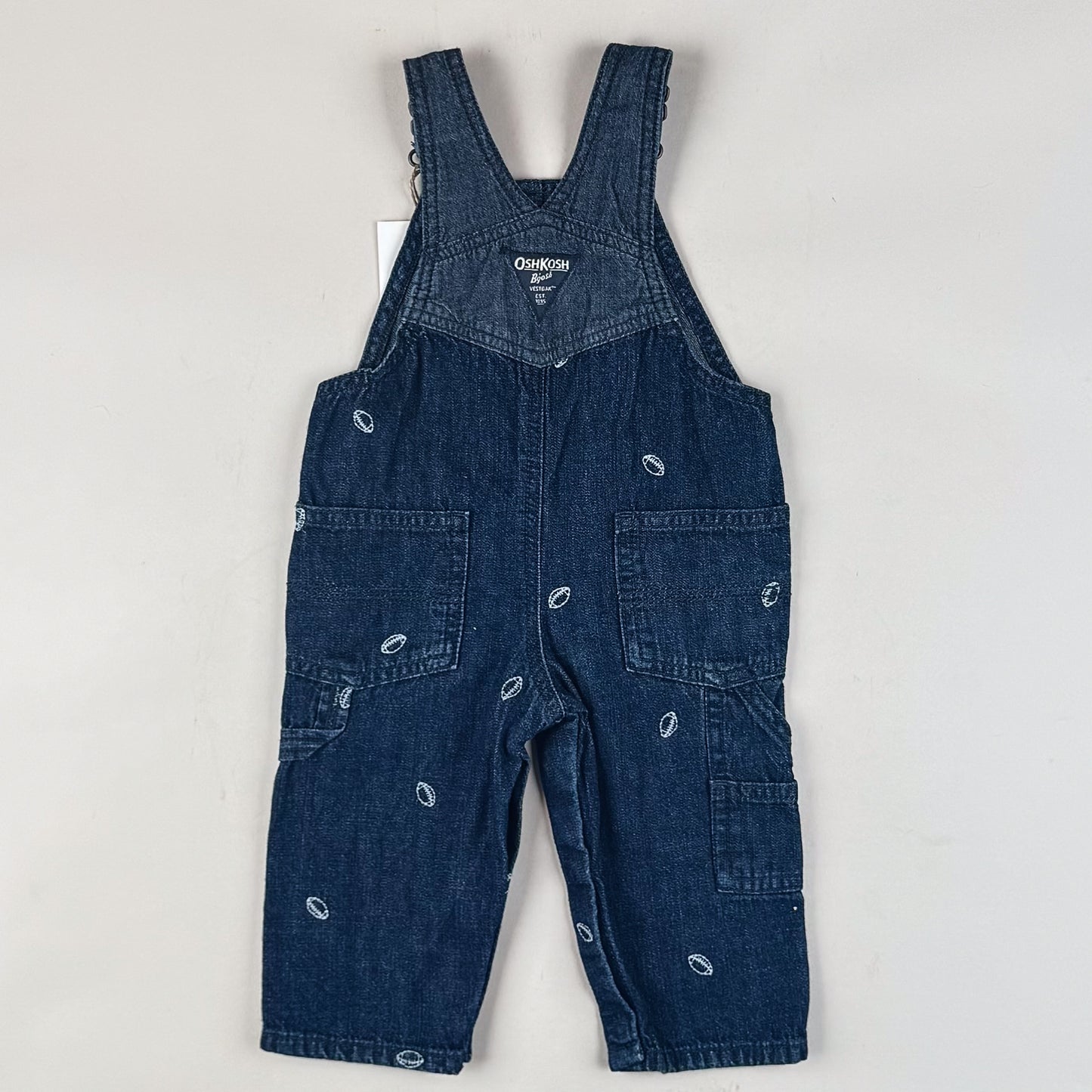 OshKosh Overalls with Embroidered American Footballs