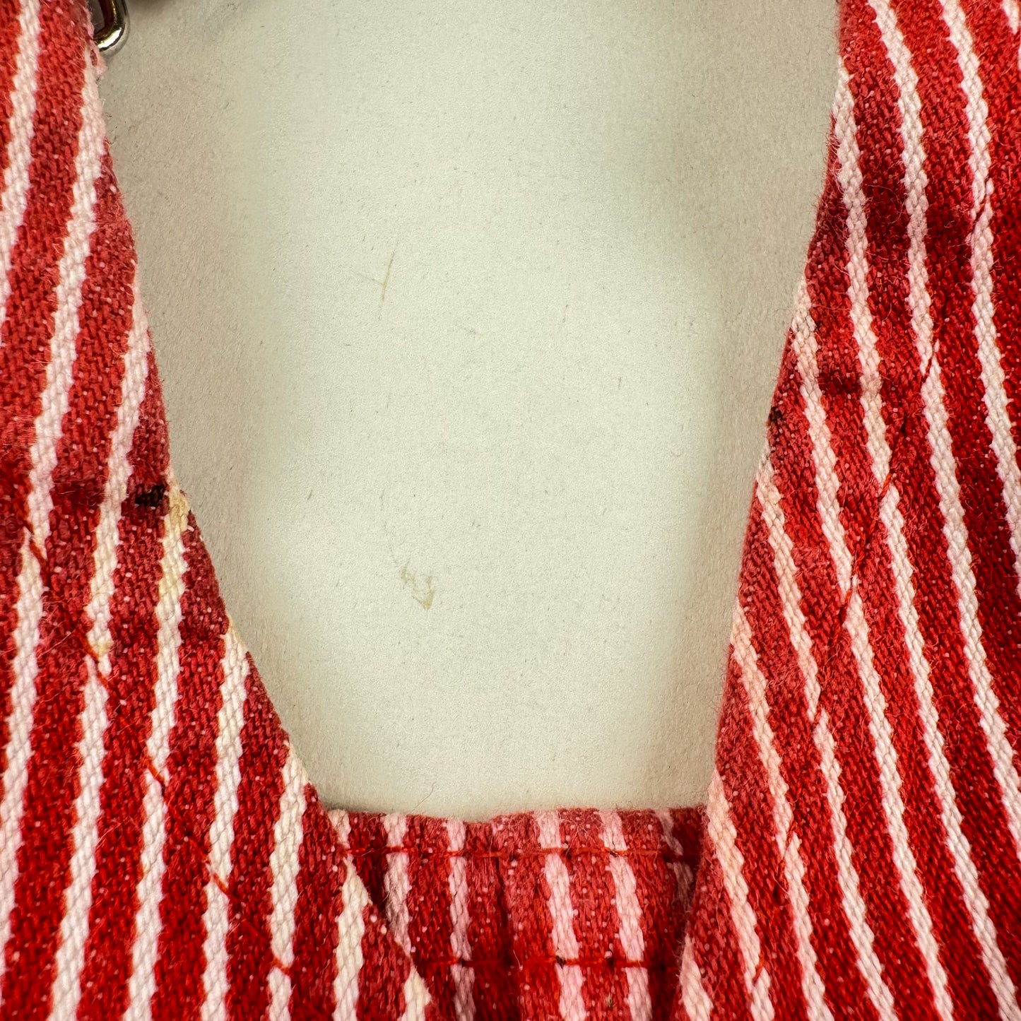 Red Vintage OshKosh Hickory Stripe Shortalls