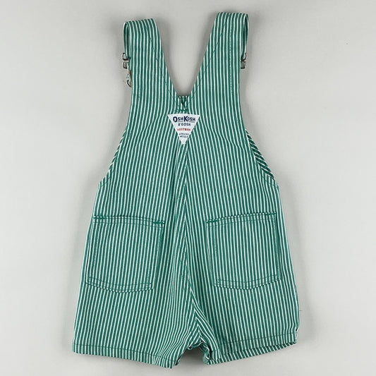 Green Vintage OshKosh Hickory Stripe Shortalls