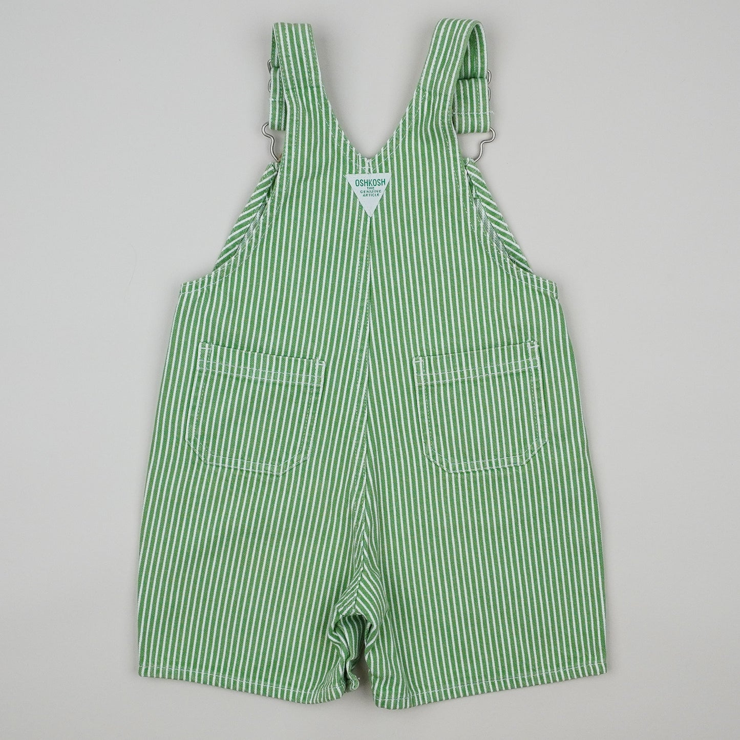 Green Vintage OshKosh Hickory Stripe Shortalls
