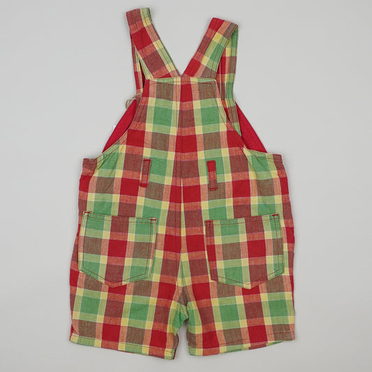 Vintage Checkered Shortalls with Embroidery