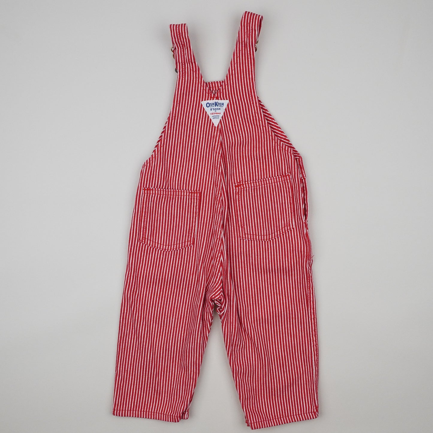 Red Vintage OshKosh Hickory Stripe Overalls