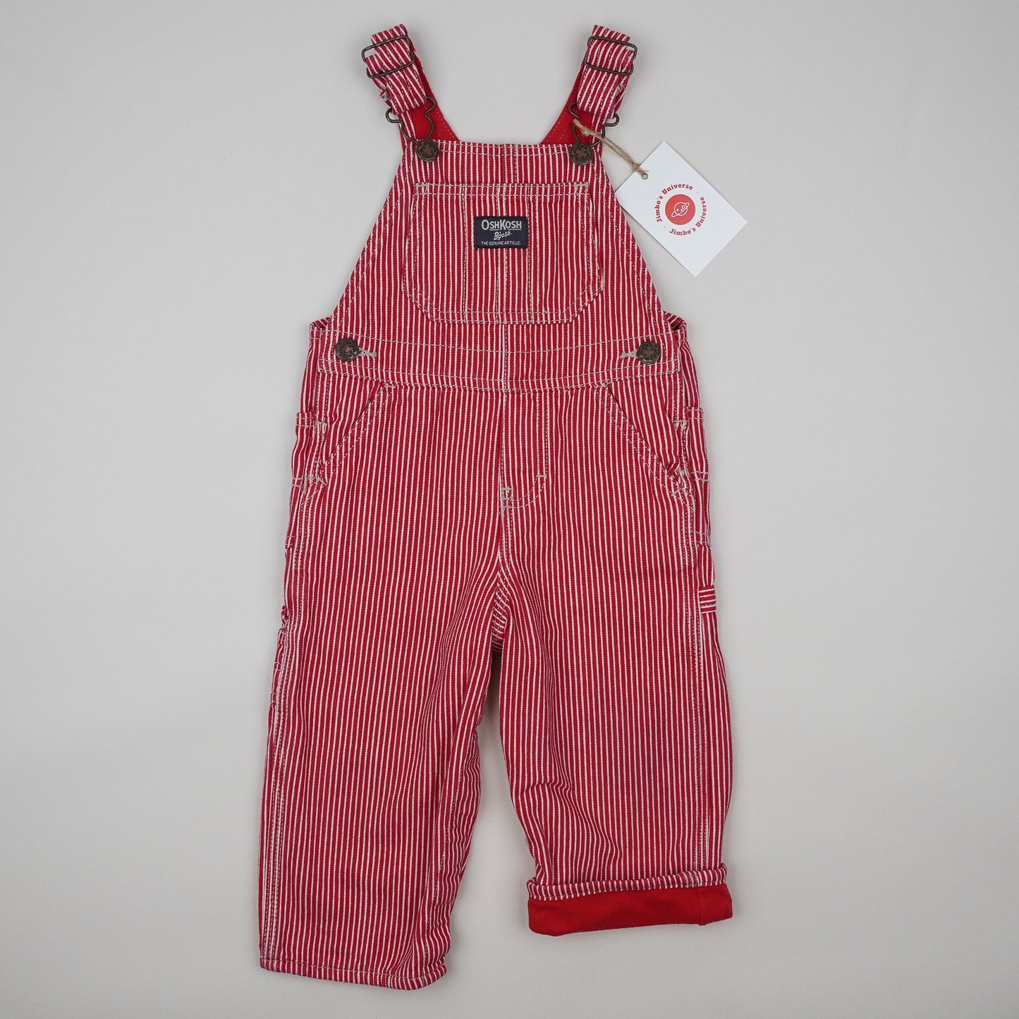 Red OshKosh Hickory Stripe Overalls