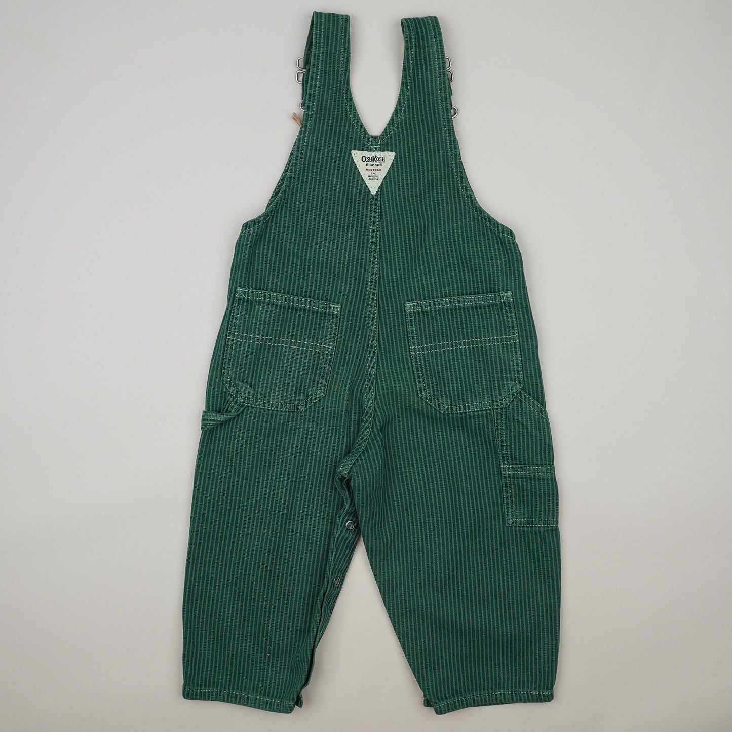 Green OshKosh Hickory Stripe Overalls