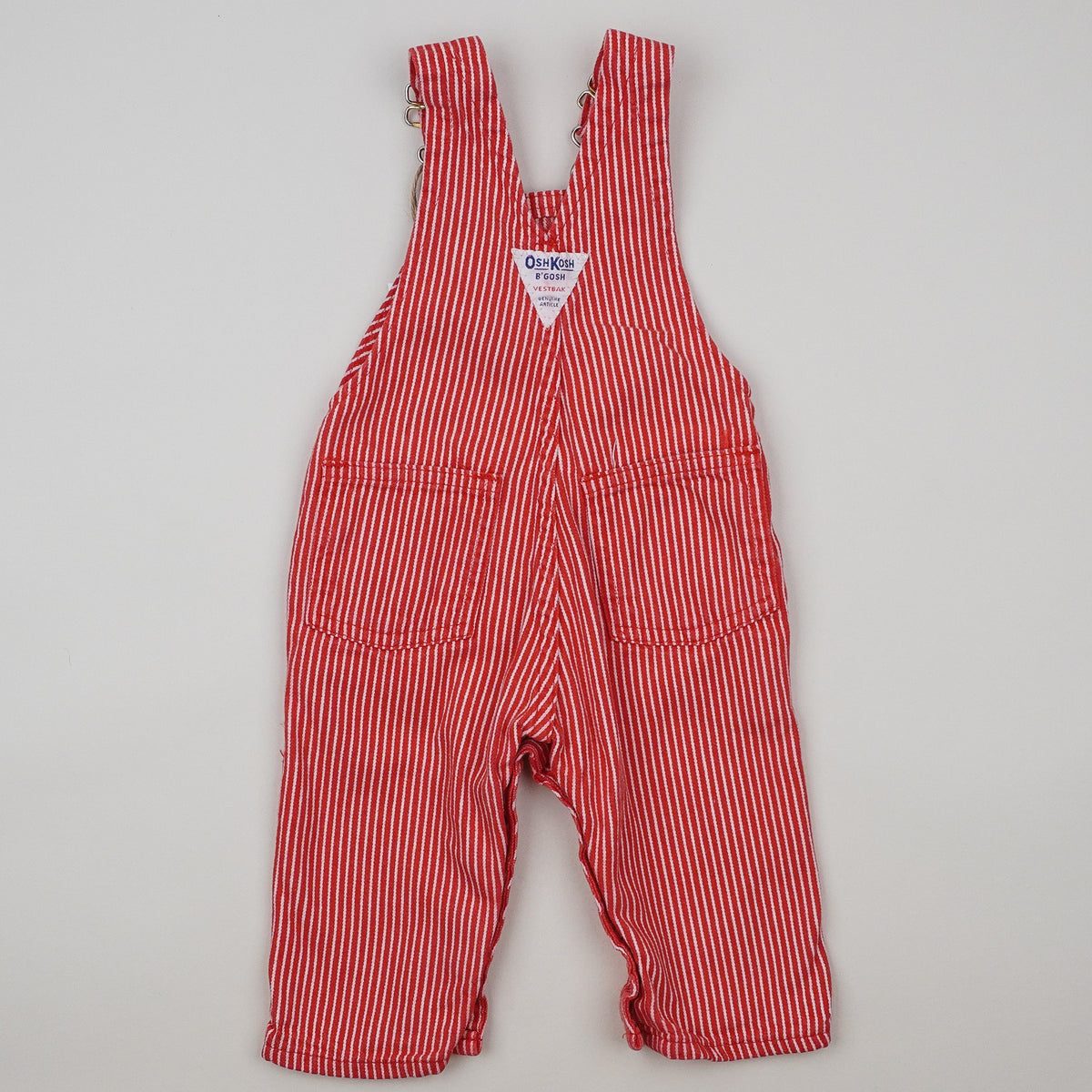 Red Vintage OshKosh Hickory Stripe Overalls