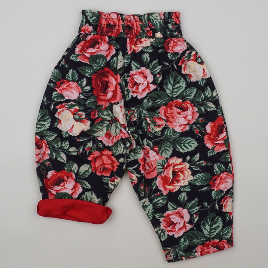 Lined Vintage Floral Baggy Pants