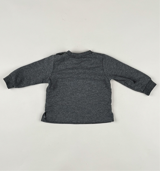 Long-sleeved blouse in grey, pink and multi