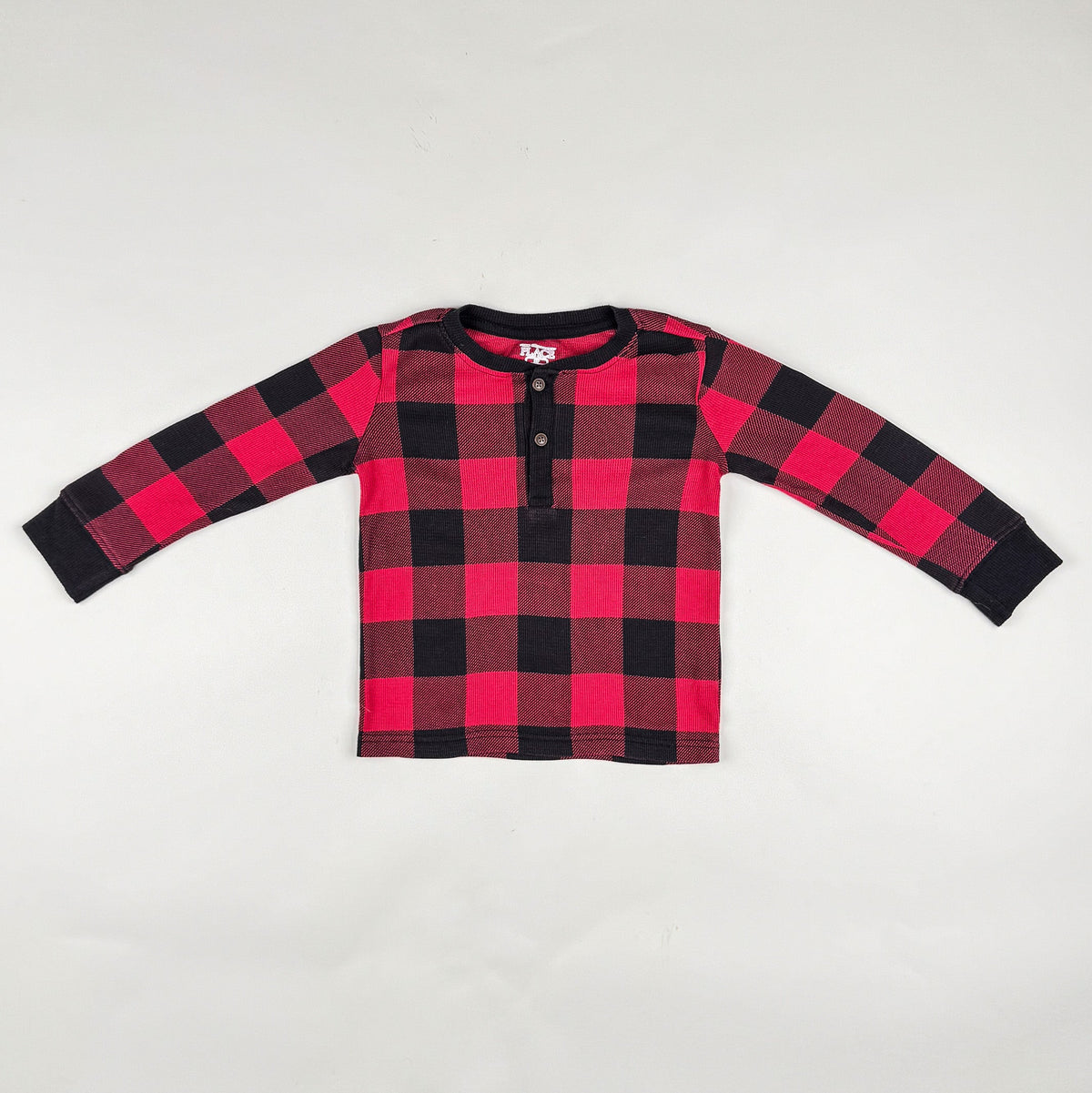 Long-Sleeved Waffle-Knit T-Shirt in red and blue