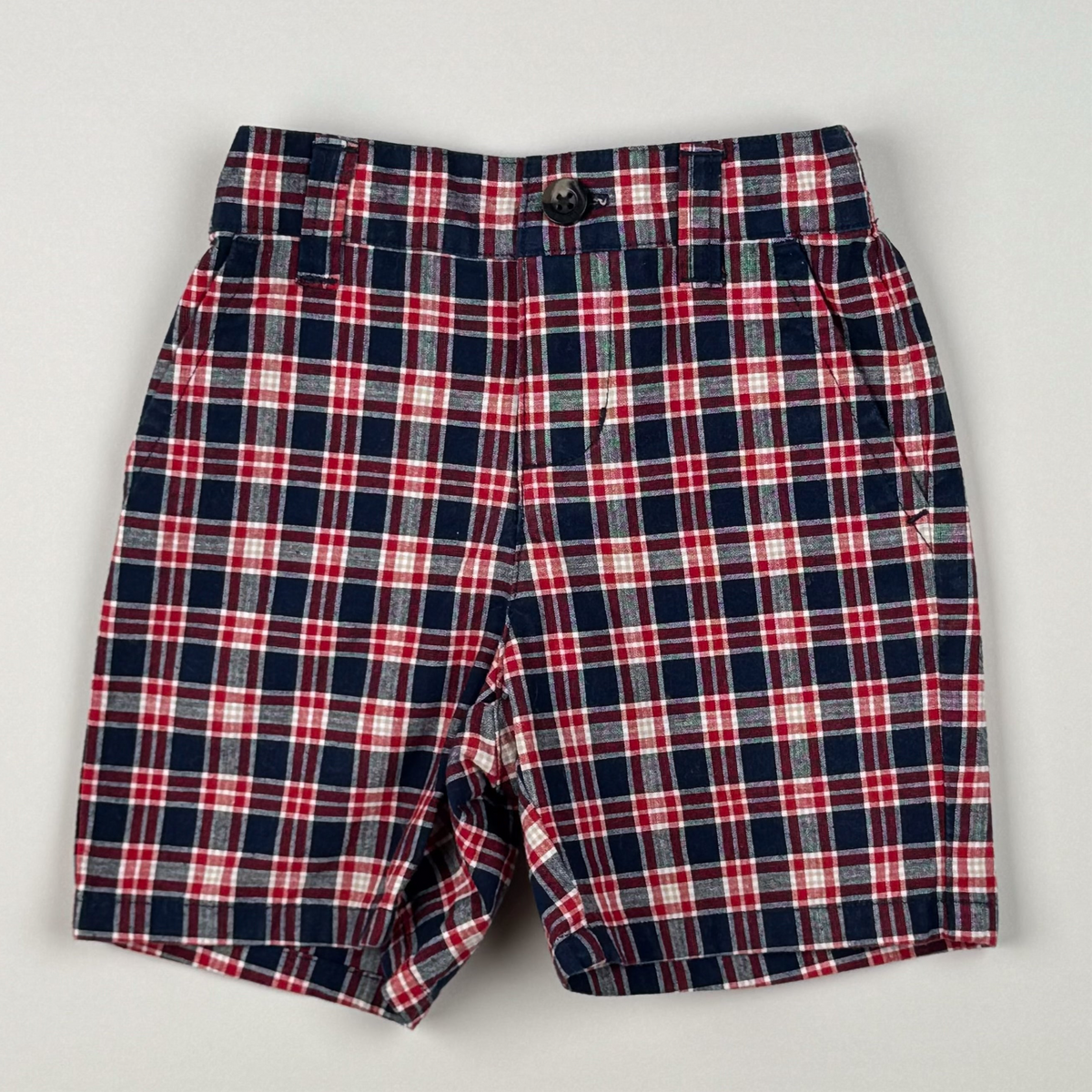 Short in blue, red and white