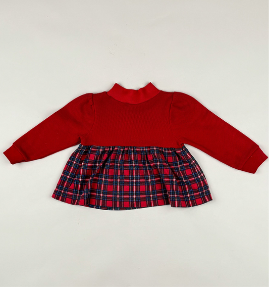 Long-sleeved blouse in red and blue