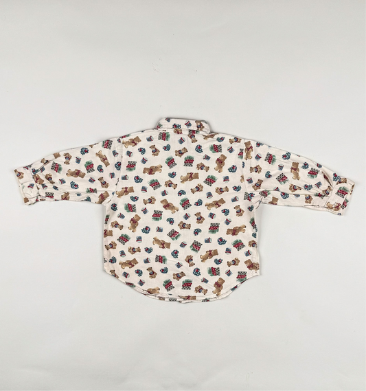 Long-sleeved shirt in white, beige and multi