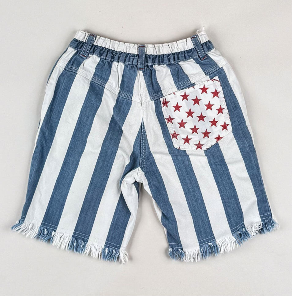 Striped Vintage Denim Shorts