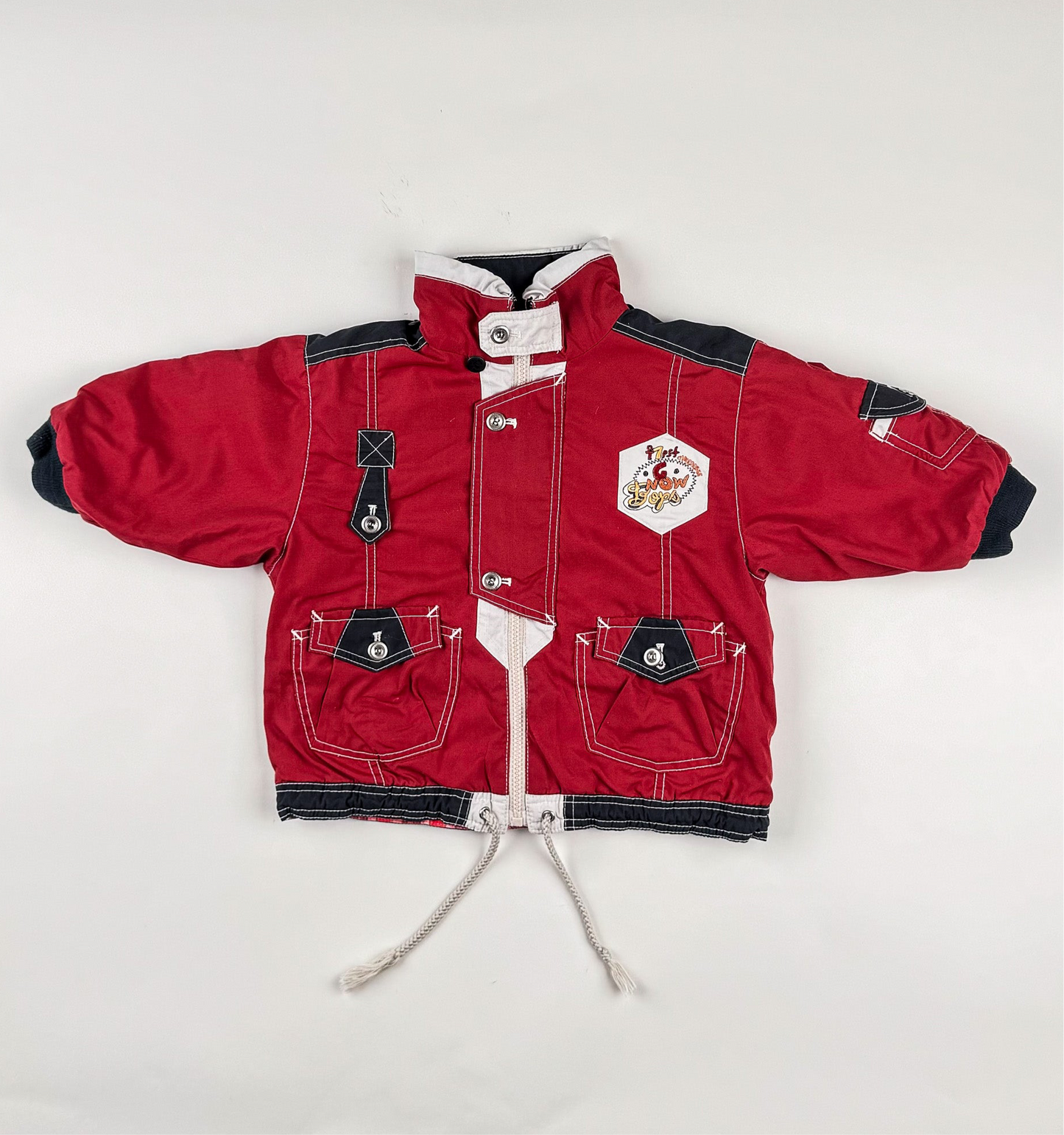 Padded Jacket in red, blue and beige