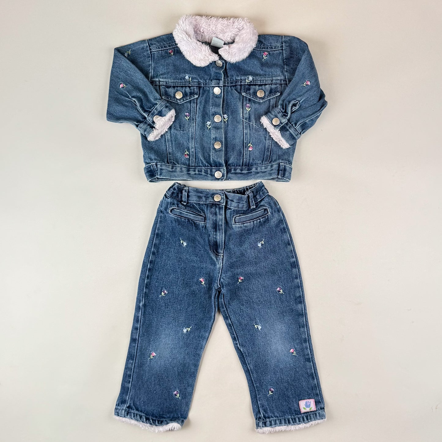 Vintage Denim Set with Embroidery