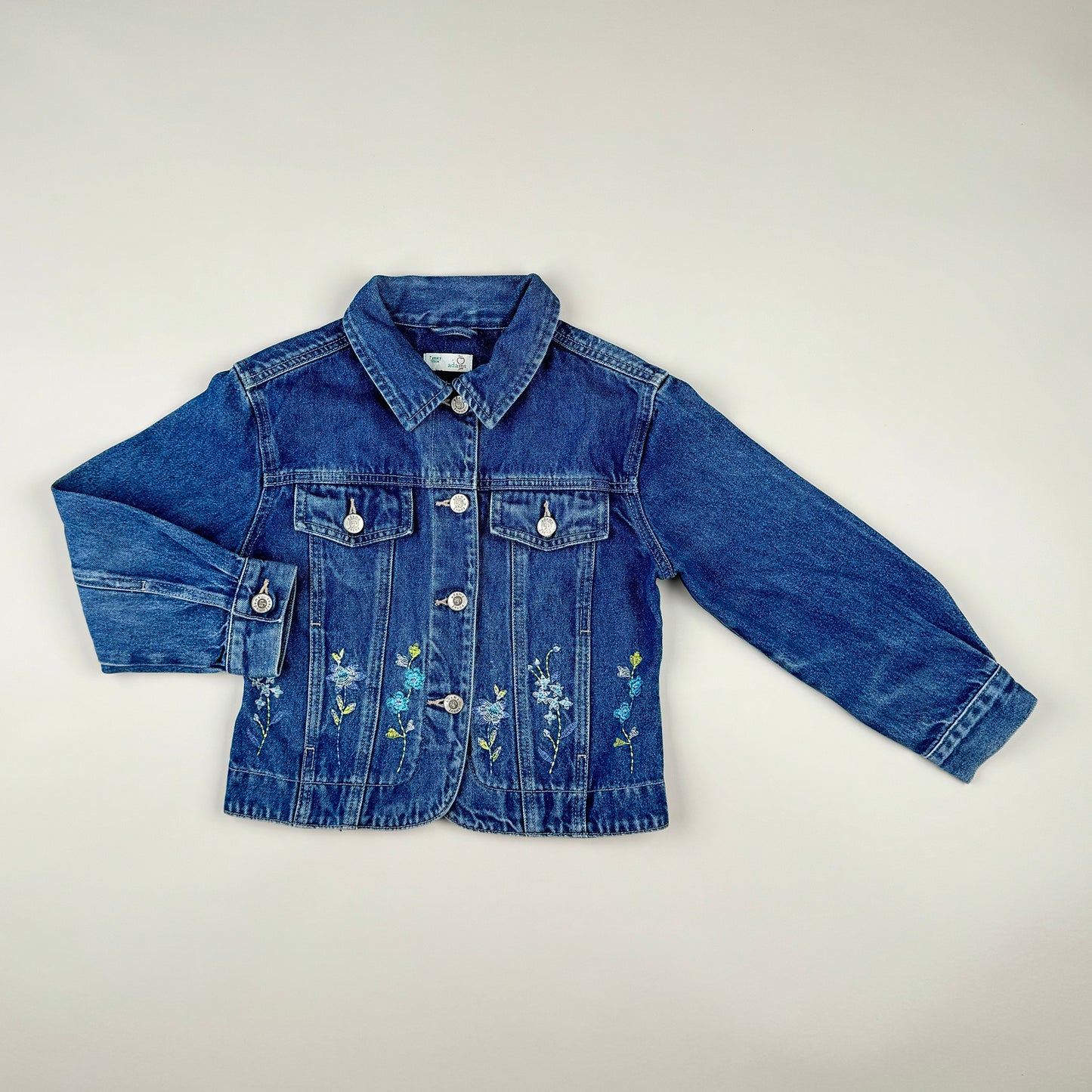 Denim Jackets With Embroidery in blue, green and purple