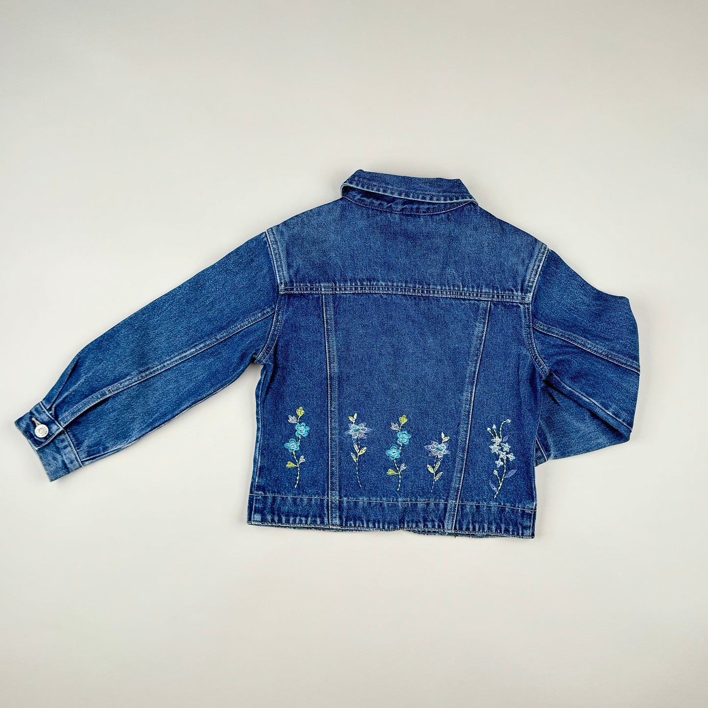 Denim Jackets With Embroidery in blue, green and purple