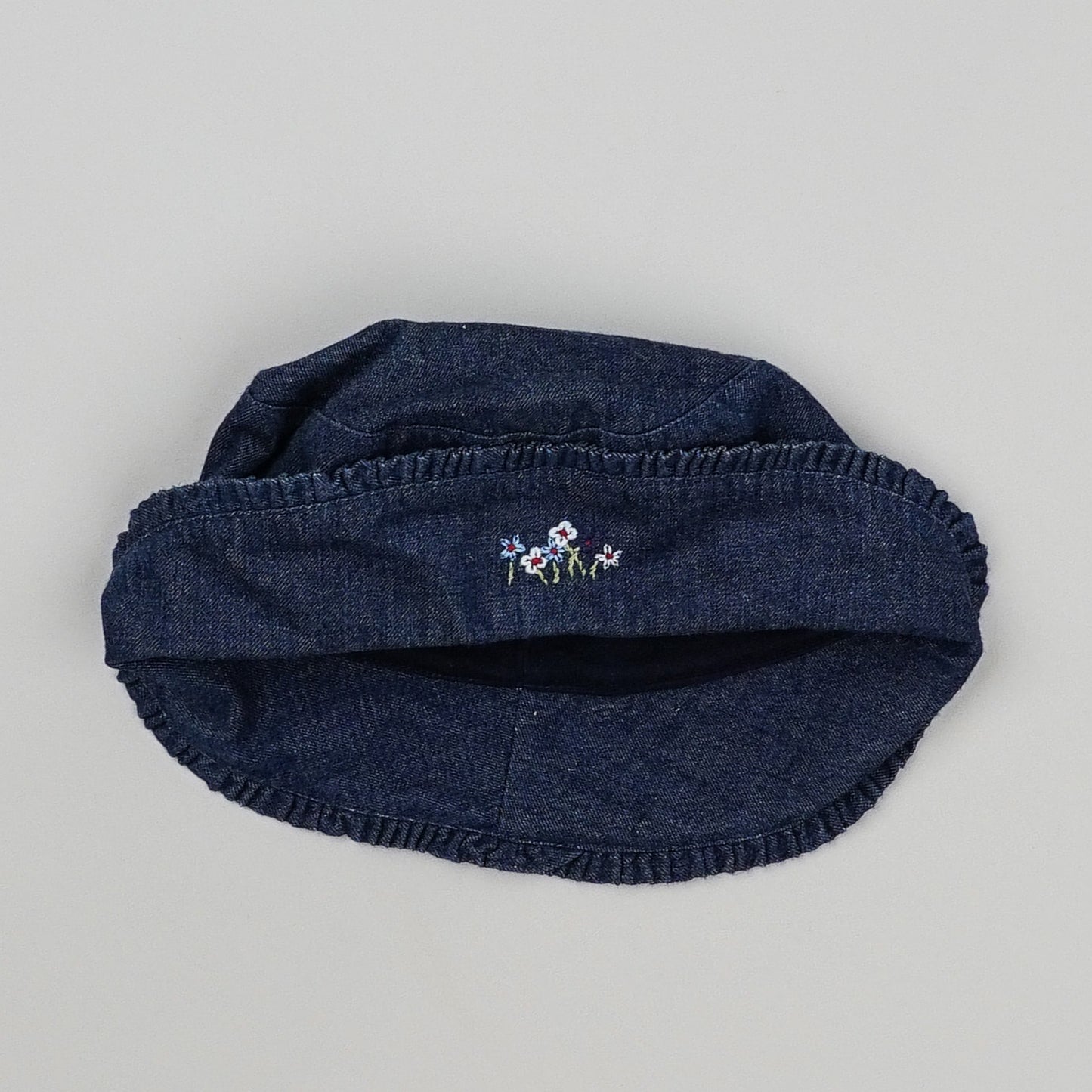 Vintage Denim Bucket Hat with Embroidery