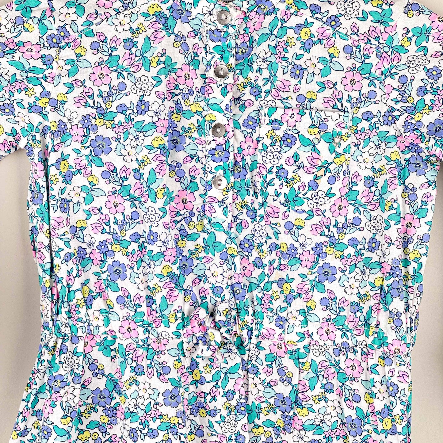 Tunic in white and green and pink