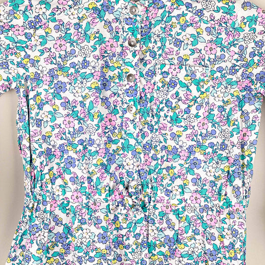 Tunic in white and green and pink