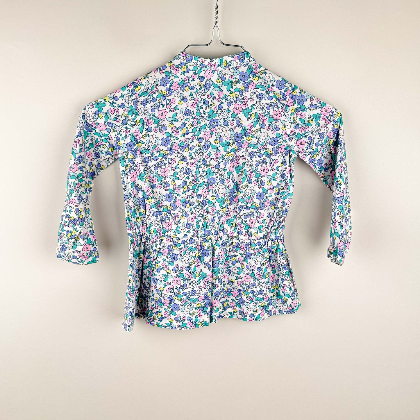 Tunic in white and green and pink