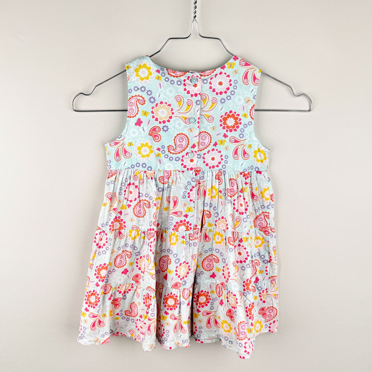Dresss in blue and pink and yellow