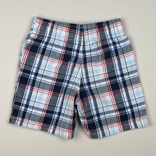 Short in blue, red and white