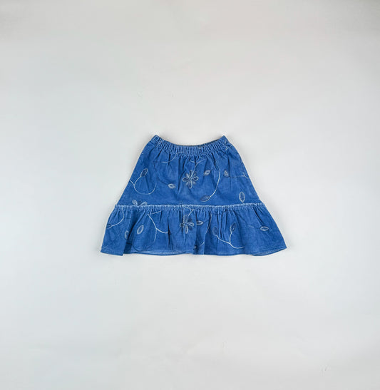 Vintage Corduroy Skirt with Embroidery