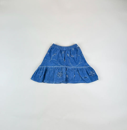 Vintage Corduroy Skirt with Embroidery