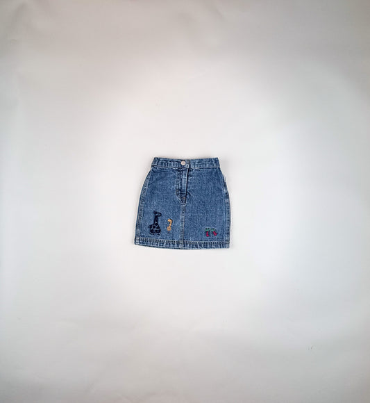 Denim Skirt with Embroidery