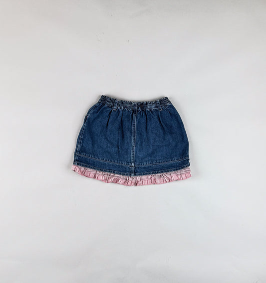 Denim Skirt with Embroidery