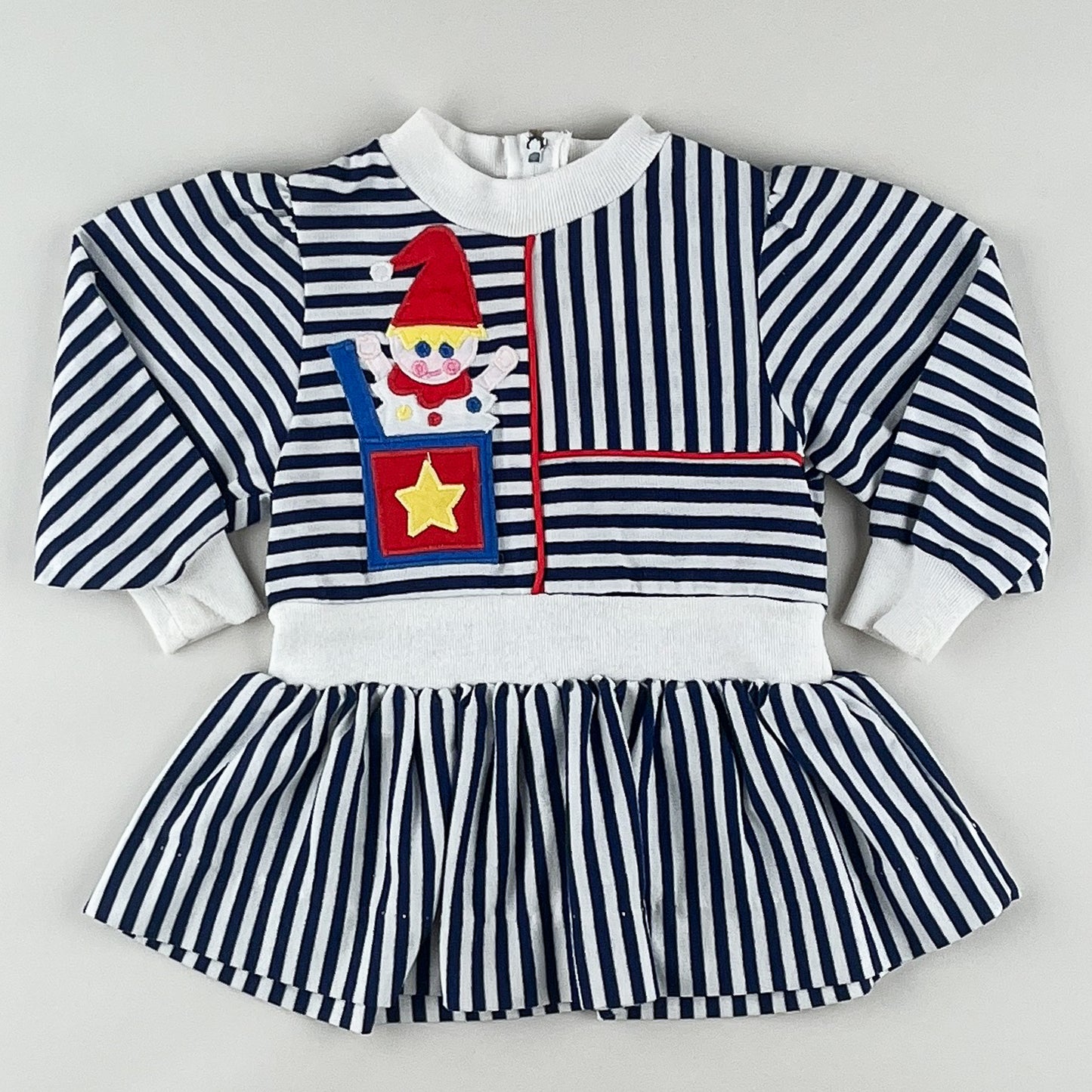 Vintage Striped Dress with Embroidery