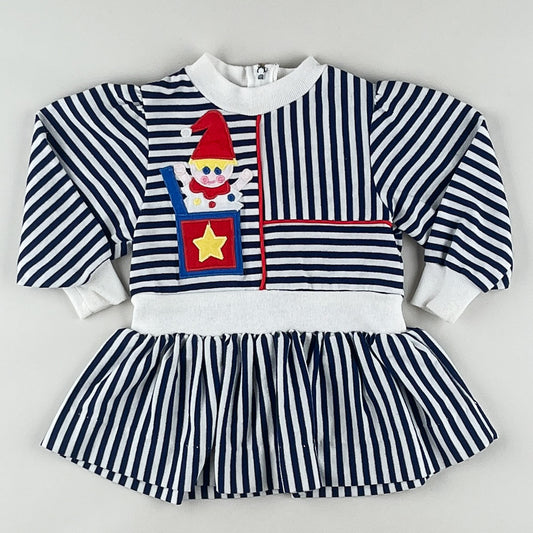 Vintage Striped Dress with Embroidery