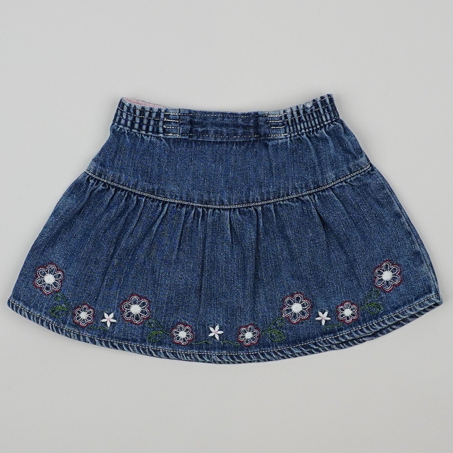 Vintage Denim Skirt with Embroidery