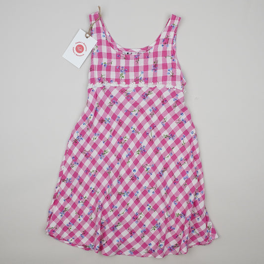 Vintage Checkered Dress with Flowers