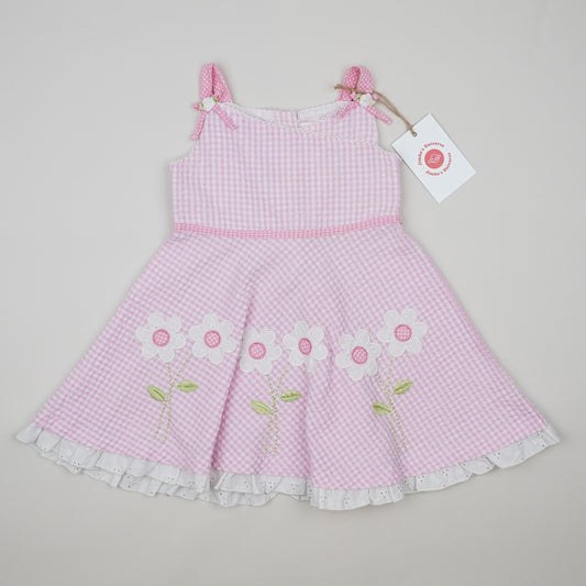 Vintage Checkered Dress with Embroidery