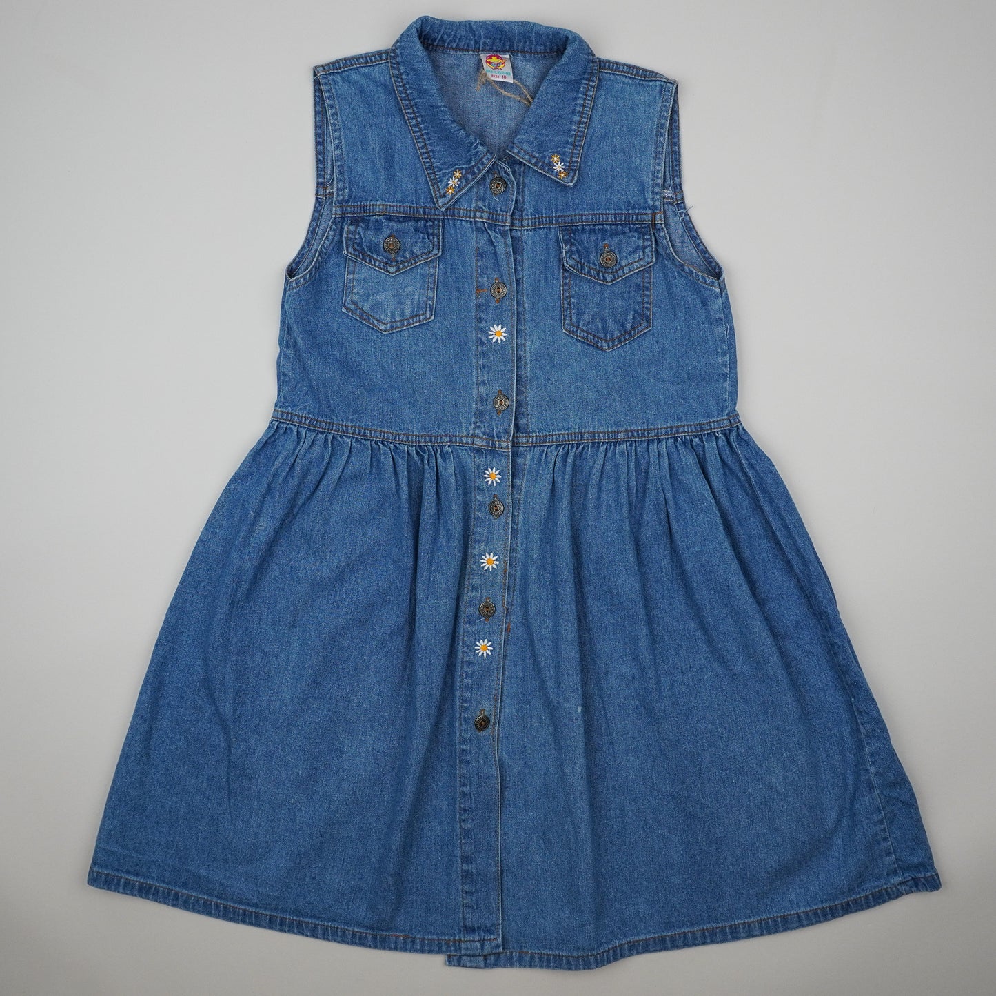 Vintage Denim Dress with Embroidery