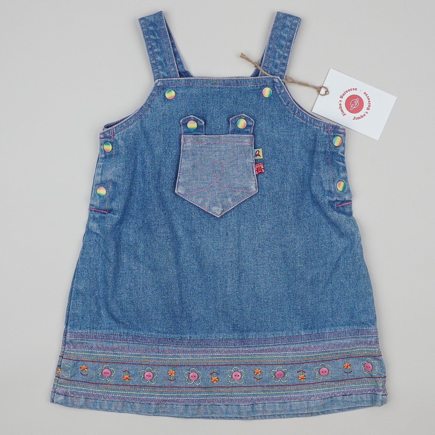 Vintage Denim Dress with Embroidery
