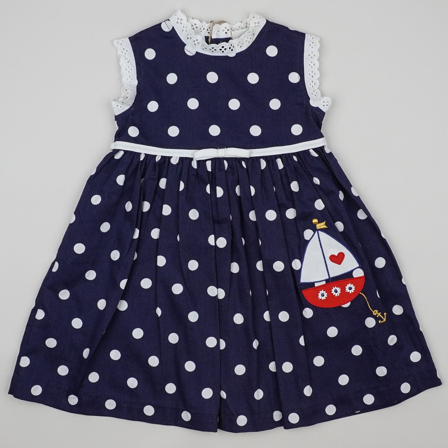 Vintage Dress with Dots and Embroidery
