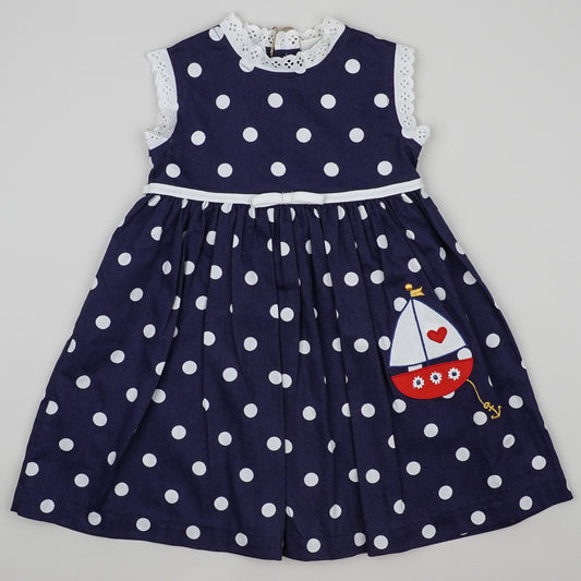 Vintage Dress with Dots and Embroidery