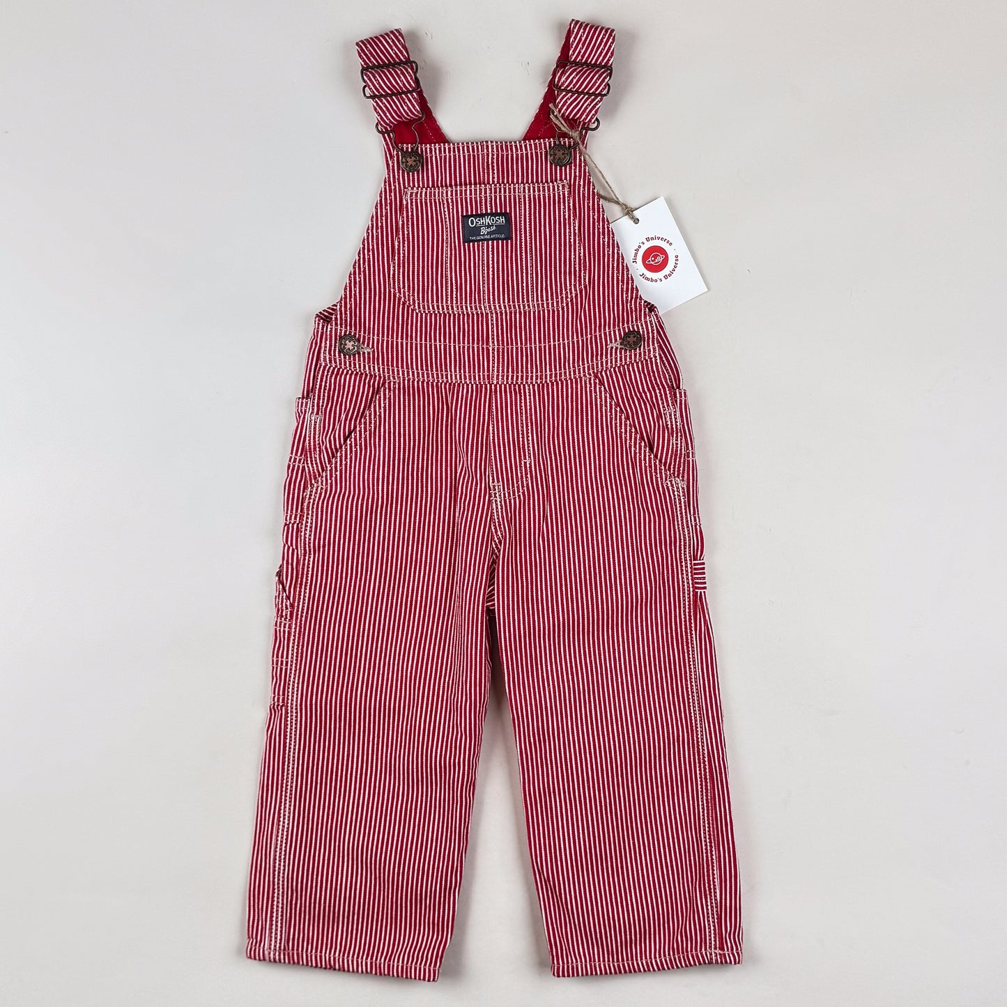 Red OshKosh Hickory Striped Overalls