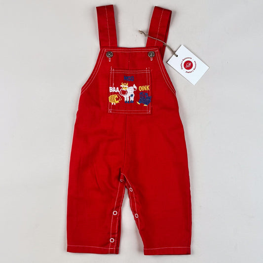 Vintage Overalls with Embroidered Farm Animals