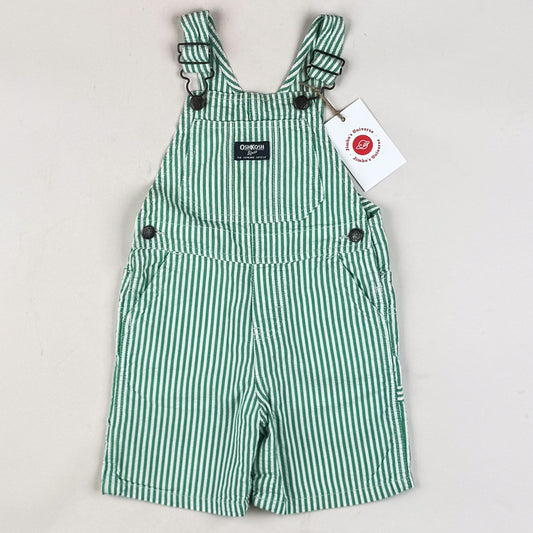 Green OshKosh Hickory Stripe Shortalls