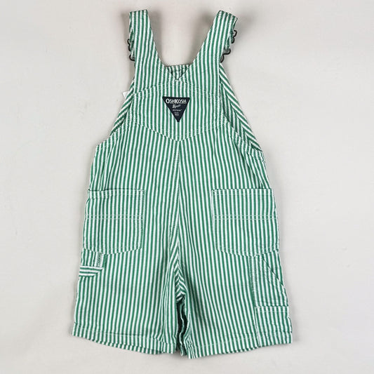 Green OshKosh Hickory Stripe Shortalls