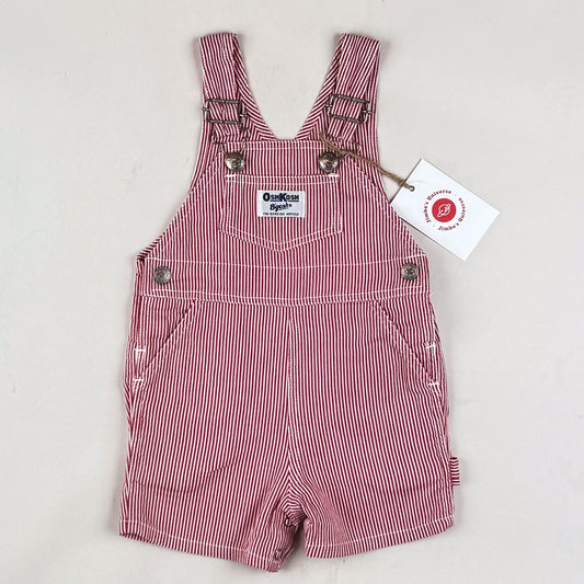 Red Vintage OshKosh Hickory Stripe Shortalls