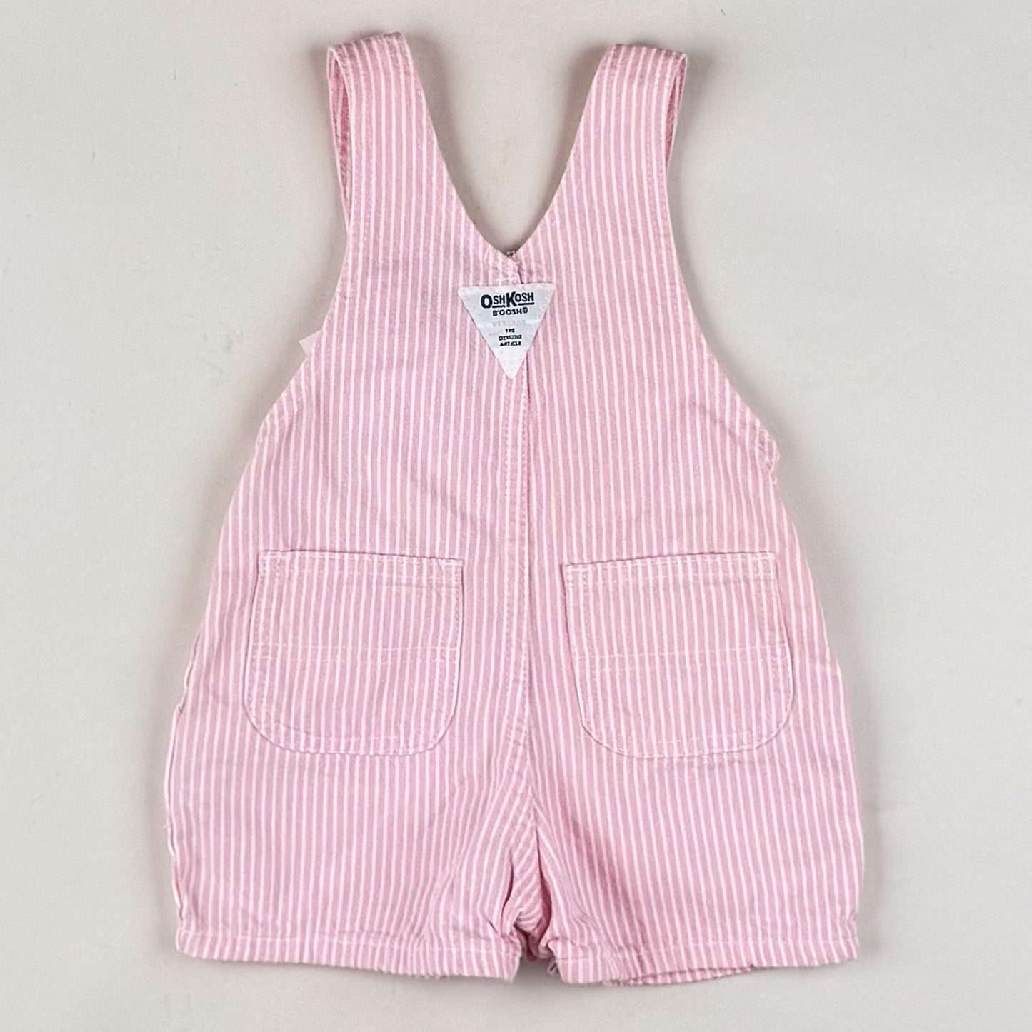 Pink Vintage OshKosh Hickory Stripe Shortalls