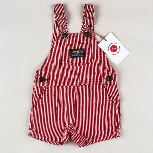 Red Vintage OshKosh Hickory Stripe Shortalls